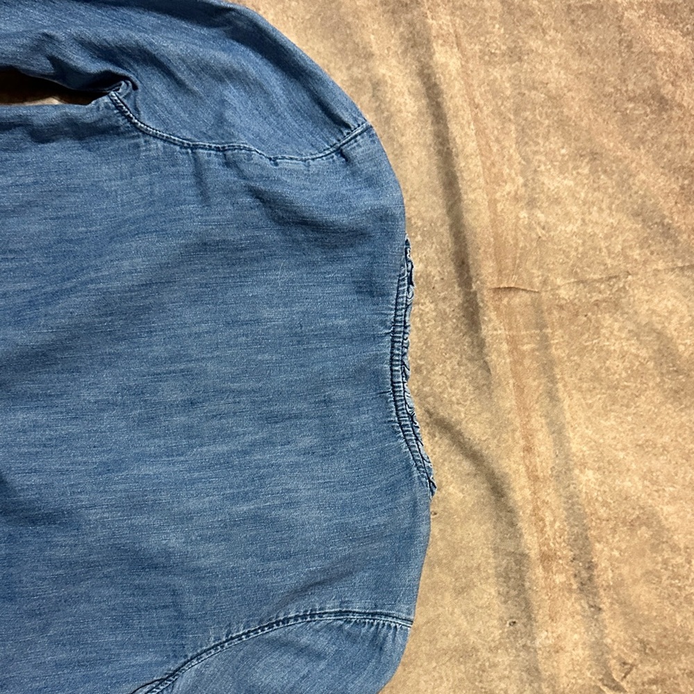GAP Girl’s Long Sleeve Jean Dress Ruffle Button Down Size Small - Picture 9 of 9
